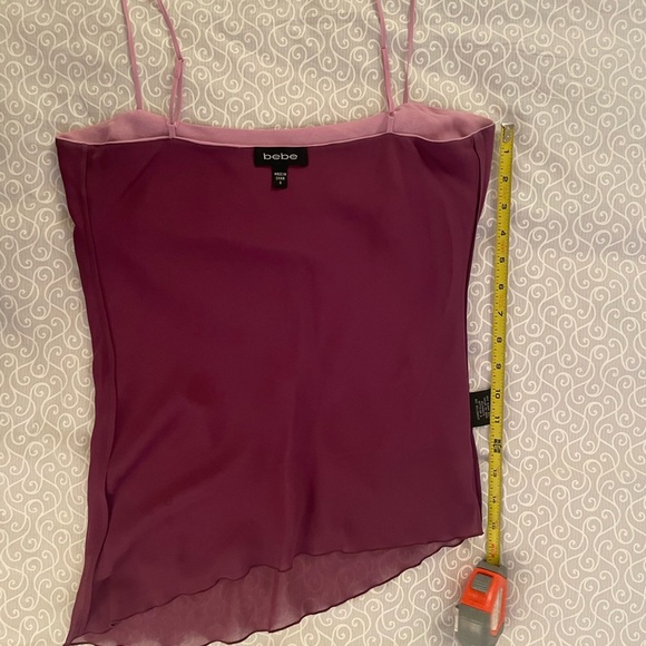 S bebe tiered ruffle chiffon spaghetti purple top - Picture 14 of 14